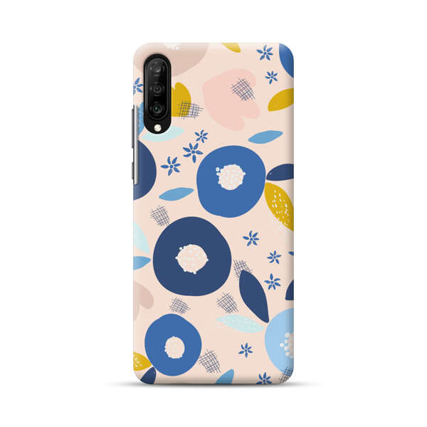 Abstract Floral Pattern with Blue, Pink and Mustard Flowers Samsung Galaxy A70 Hard Case