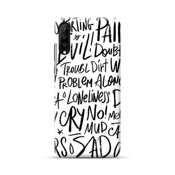 Black and White Negative Words Pattern Samsung Galaxy A70 Hard Case