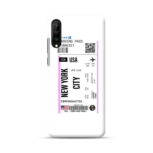 Boarding Pass New York City Flight Ticket Samsung Galaxy A70 Hard Case