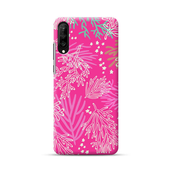 Bright Pink Tropical Leaf Pattern Samsung Galaxy A70 Hard Case