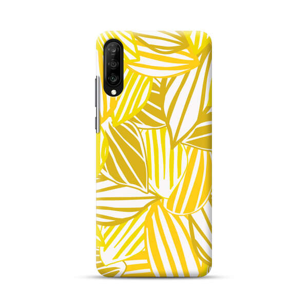 Bright Yellow Striped Tropical Leaves Pattern Samsung Galaxy A70 Hard Case