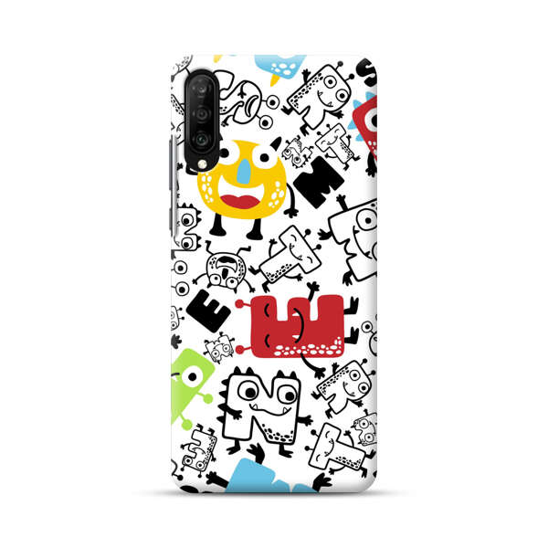 Colorful Cartoon Monsters Letters Pattern Samsung Galaxy A70 Hard Case