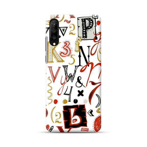 Colorful Hand Drawn Letters and Numbers Pattern Samsung Galaxy A70 Hard Case