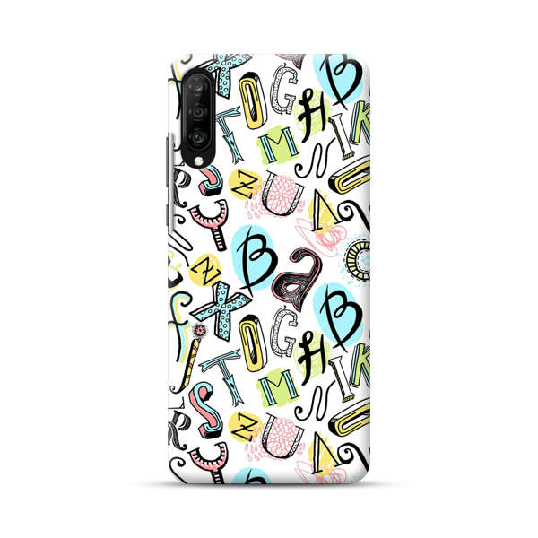 Colorful Scattered Alphabet Letters Pattern Samsung Galaxy A70 Hard Case