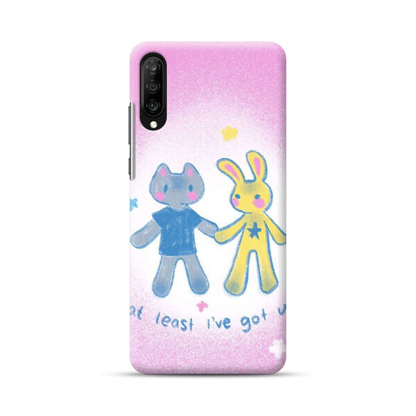 Cute Cat and Rabbit Holding Hands Samsung Galaxy A70 Hard Case