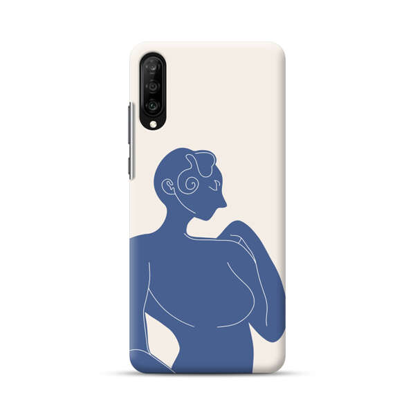 Minimalistic Abstract Female Silhouette Blue Samsung Galaxy A70 Hard Case