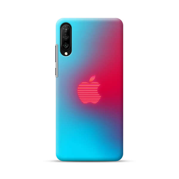 Neon Striped Apple Logo Gradient Background Samsung Galaxy A70 Hard Case