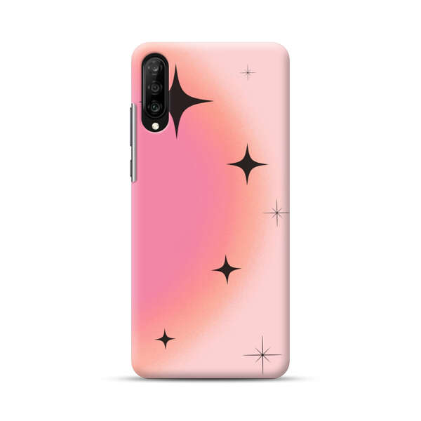 Pink Peach Gradient with Black Stars Samsung Galaxy A70 Hard Case