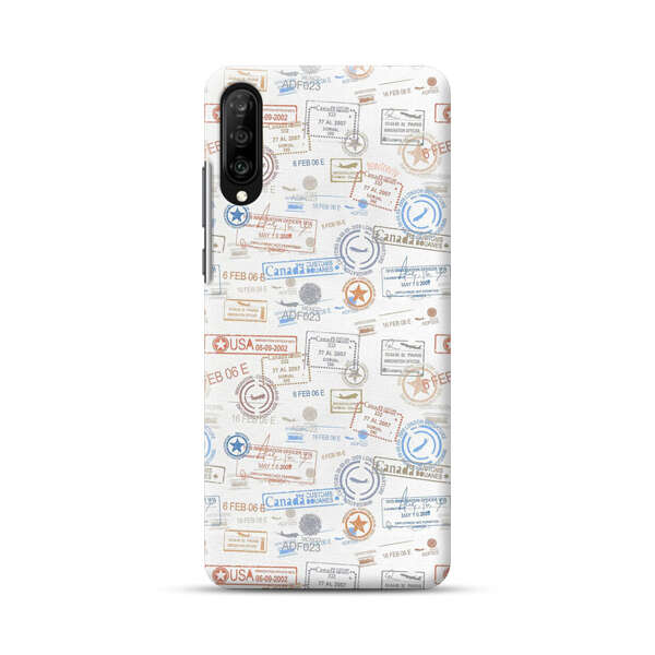 Vintage Passport Stamps Pattern Samsung Galaxy A70 Hard Case