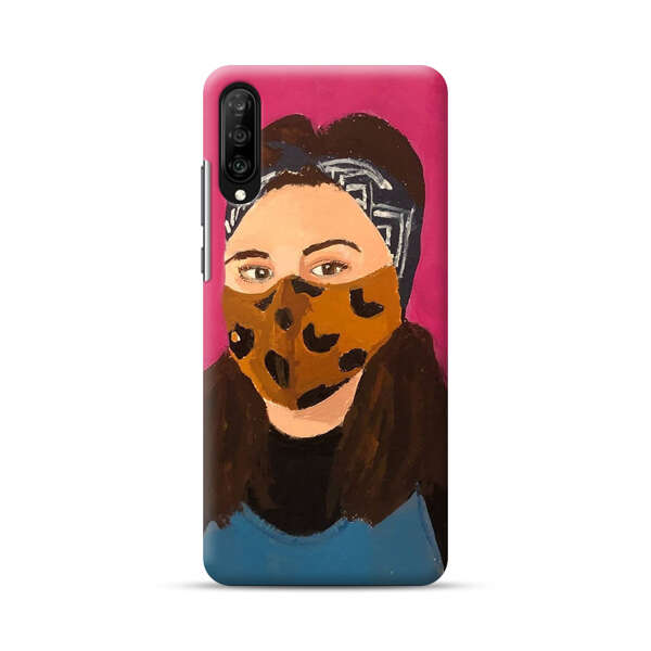 Woman Leopard Print Face Mask Samsung Galaxy A70 Hard Case