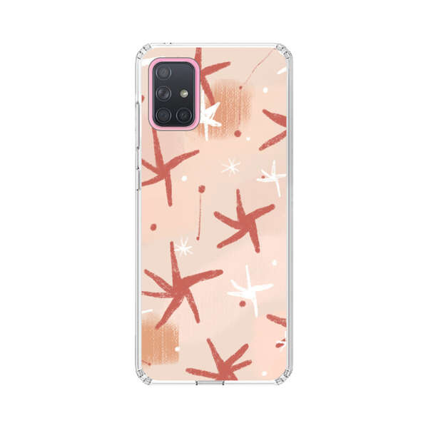 Abstract Star Pattern Red and White on Beige Background Samsung Galaxy A71 5G Case