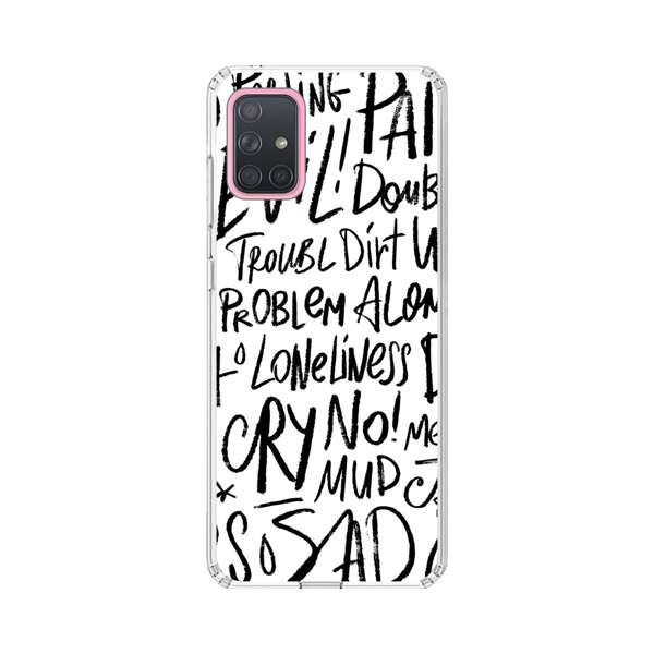 Black and White Negative Words Pattern Samsung Galaxy A71 5G Case