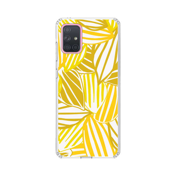 Bright Yellow Striped Tropical Leaves Pattern Samsung Galaxy A71 5G Case