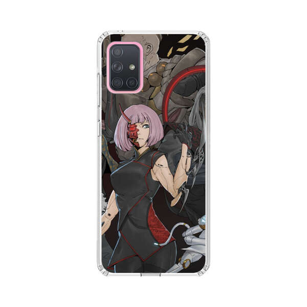 Futuristic Cyberpunk Warriors and Robotic Cat in Dynamic Pose Samsung Galaxy A71 5G Case
