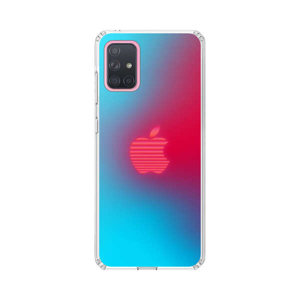 Neon Striped Apple Logo Gradient Background Samsung Galaxy A71 5G Case
