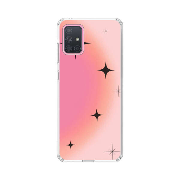 Pink Peach Gradient with Black Stars Samsung Galaxy A71 5G Case