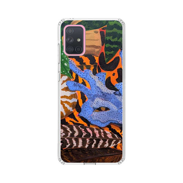 Tropical Coral Seashell Feathers on Tiger Pattern Samsung Galaxy A71 5G Case