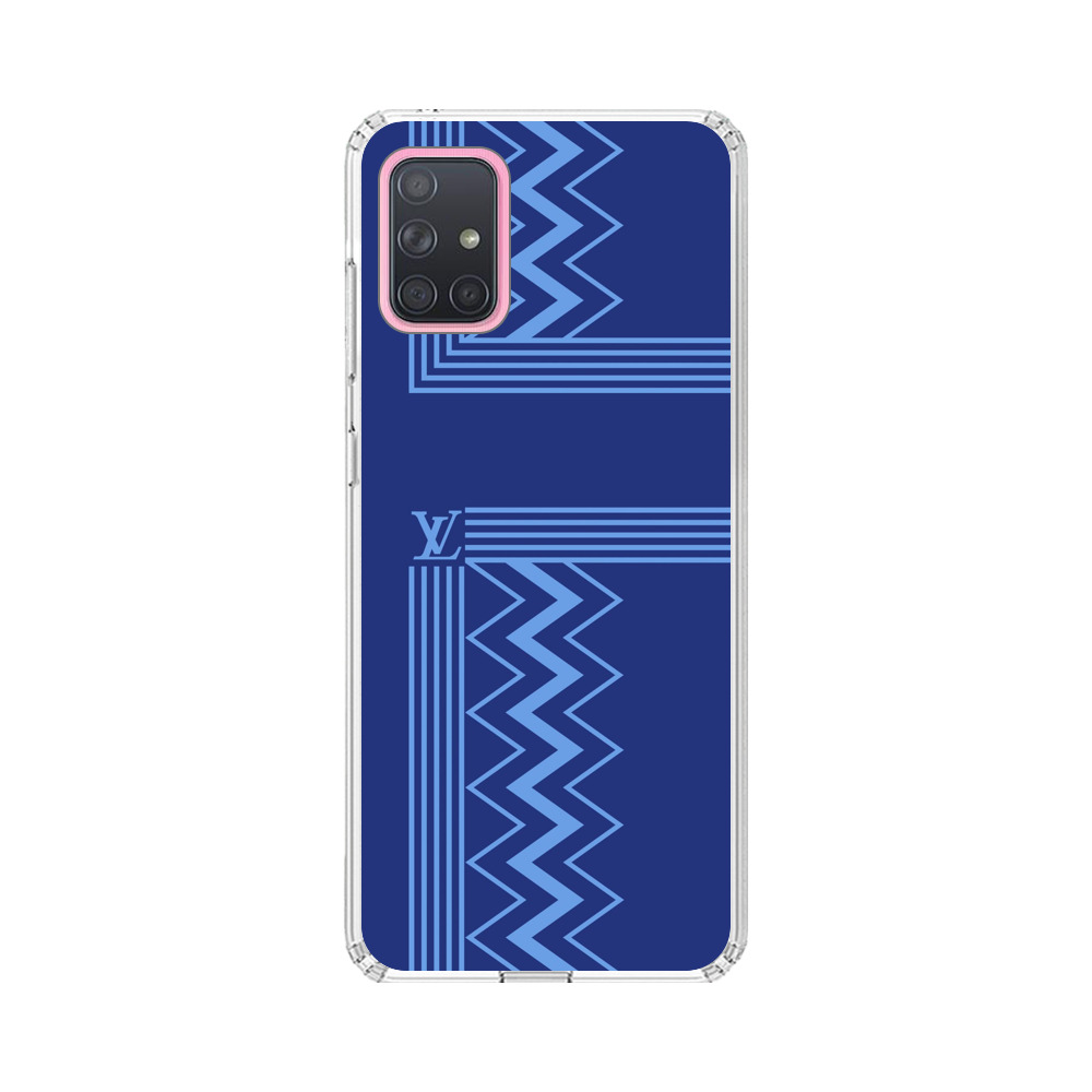 Stylish Geometric Zigzag Pattern in Blue Samsung Galaxy A71 Case