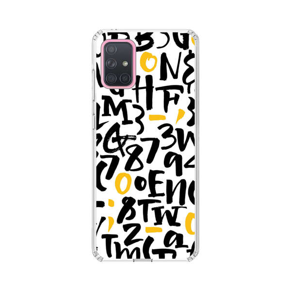 Abstract Typography Letter Number Pattern Samsung Galaxy A71 Case