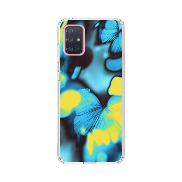 Blue Butterflies Glowing Abstract Background Samsung Galaxy A71 Case
