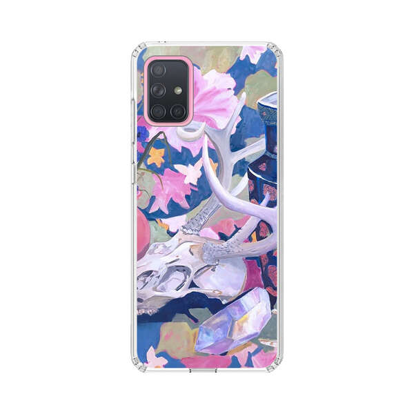 Floral Ornate Vases with Antlers Skull and Crystal Samsung Galaxy A71 Case