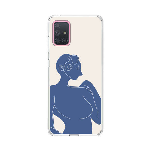 Minimalistic Abstract Female Silhouette Blue Samsung Galaxy A71 Case