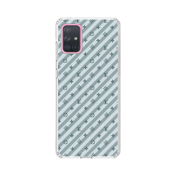 Stylish Blue Diagonal Striped Luxury Logo Pattern Samsung Galaxy A71 Case