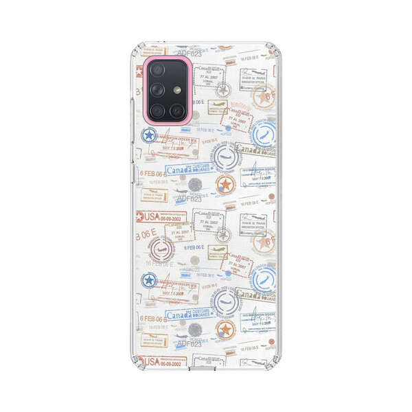 Vintage Passport Stamps Pattern Samsung Galaxy A71 Case
