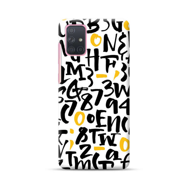 Abstract Typography Letter Number Pattern Samsung Galaxy A71 Hard Case