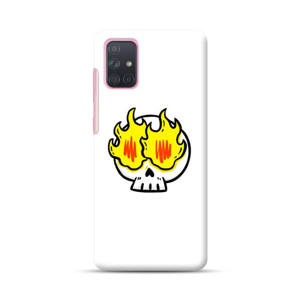 Cartoon Skull with Flames Samsung Galaxy A71 Hard Case