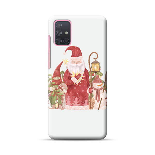 Christmas Santa Elf Snowman Festive Illustration Samsung Galaxy A71 Hard Case