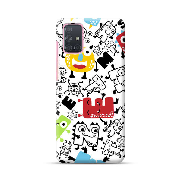 Colorful Cartoon Monsters Letters Pattern Samsung Galaxy A71 Hard Case