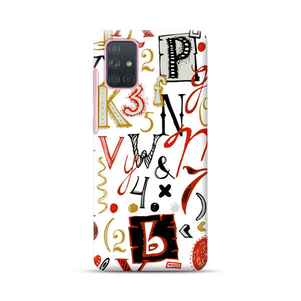 Colorful Hand Drawn Letters and Numbers Pattern Samsung Galaxy A71 Hard Case