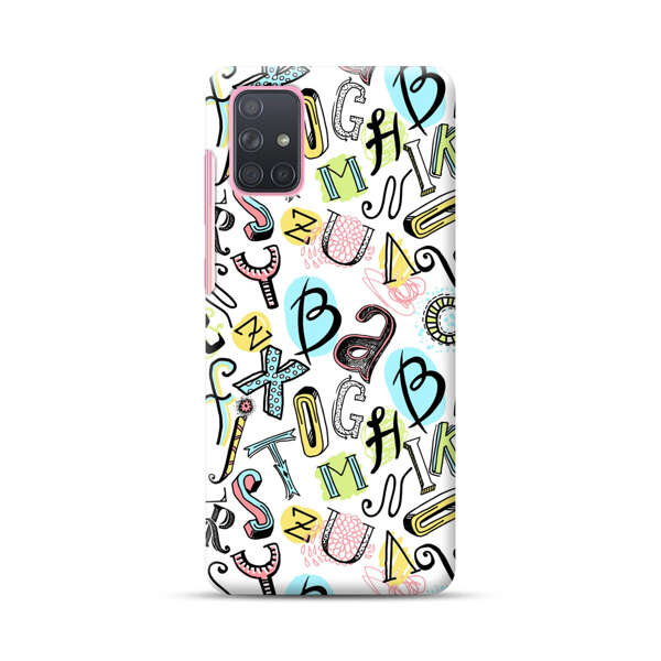 Colorful Scattered Alphabet Letters Pattern Samsung Galaxy A71 Hard Case