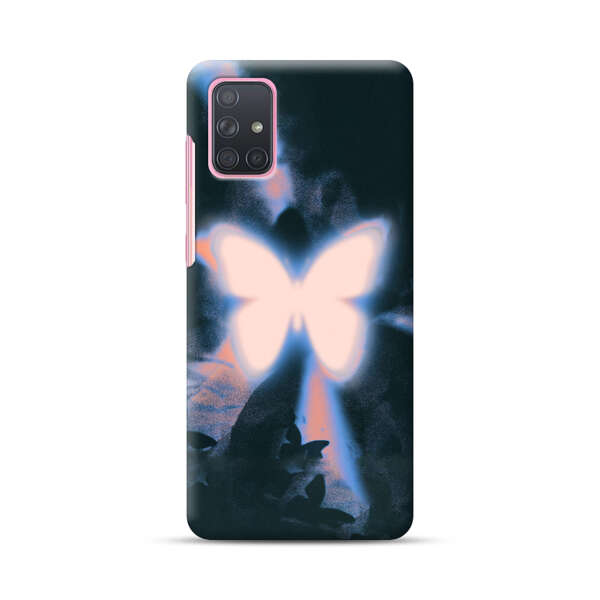 Glowing White Butterfly Samsung Galaxy A71 Hard Case