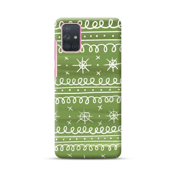 Green White Stars Loop Pattern Samsung Galaxy A71 Hard Case
