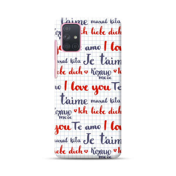 Love Message Multilingual Pattern Samsung Galaxy A71 Hard Case
