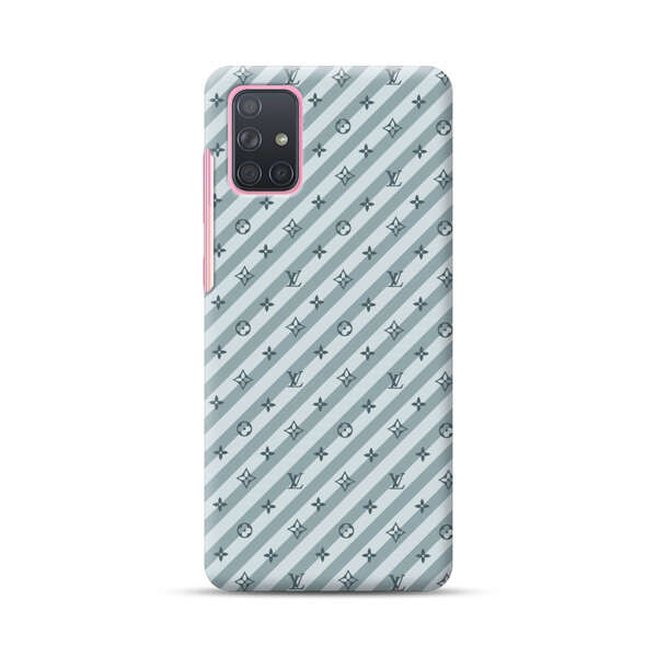 Stylish Blue Diagonal Striped Luxury Logo Pattern Samsung Galaxy A71 Hard Case