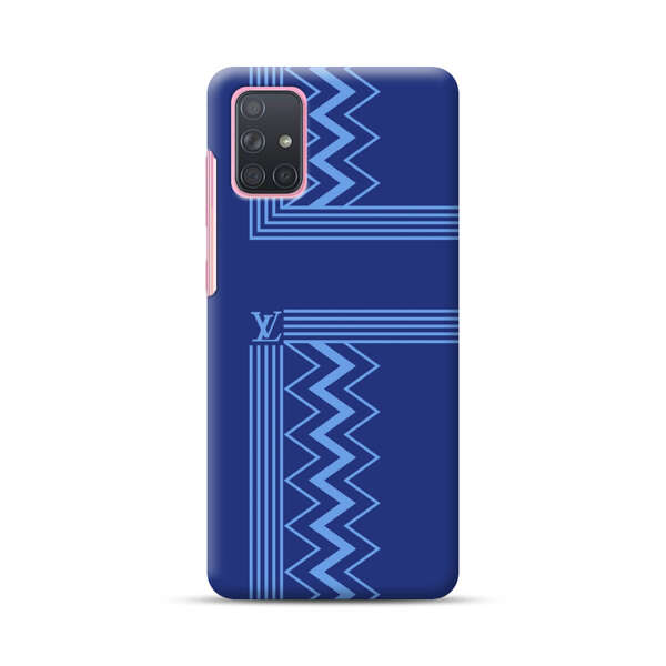 Stylish Geometric Zigzag Pattern in Blue Samsung Galaxy A71 Hard Case