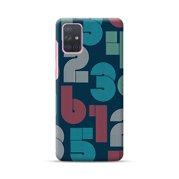 Vibrant Seamless Pattern of Colorful Stylized Numbers Samsung Galaxy A71 Hard Case