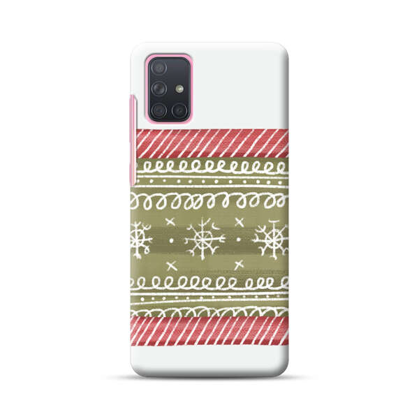 Winter Pattern with Snowflakes and Red Stripes Samsung Galaxy A71 Hard Case