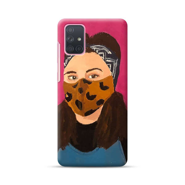 Woman Leopard Print Face Mask Samsung Galaxy A71 Hard Case