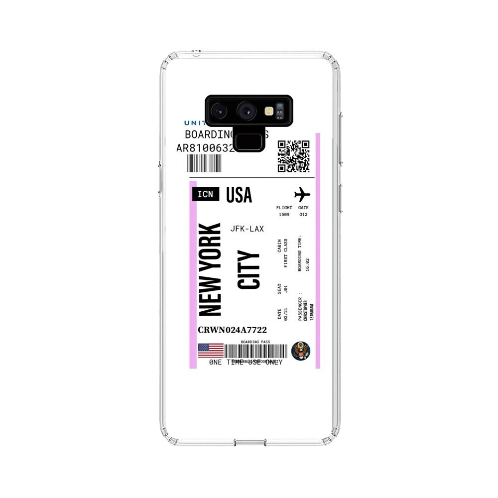 Boarding Pass New York City Flight Ticket Samsung Galaxy Note 9 Case