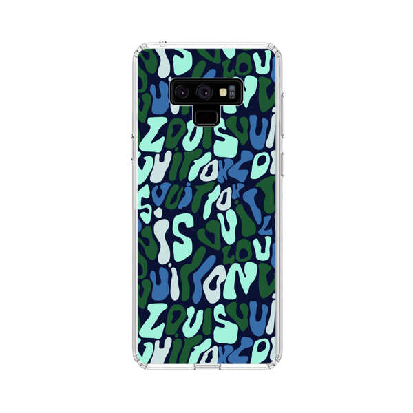 Abstract Layered Text Pattern in Blue and Green Samsung Galaxy Note 9 Case