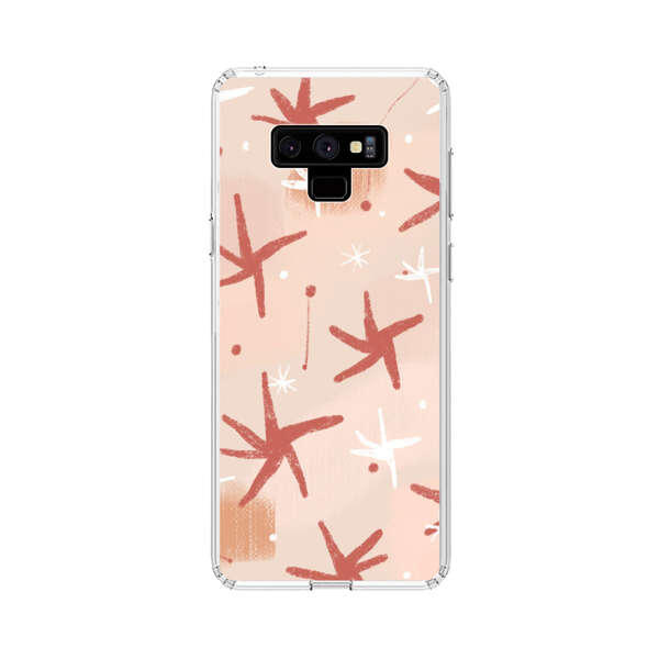 Abstract Star Pattern Red and White on Beige Background Samsung Galaxy Note 9 Case