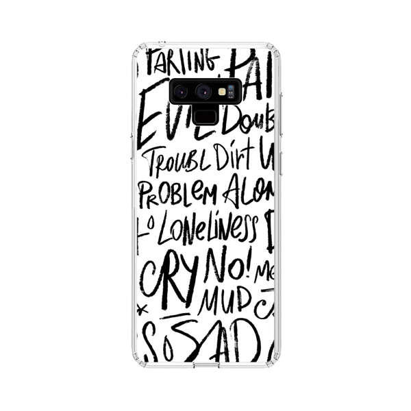 Black and White Negative Words Pattern Samsung Galaxy Note 9 Case