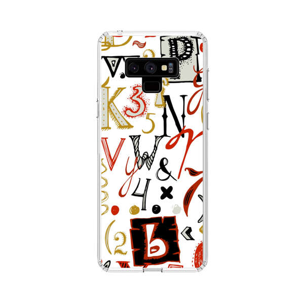 Colorful Hand Drawn Letters and Numbers Pattern Samsung Galaxy Note 9 Case