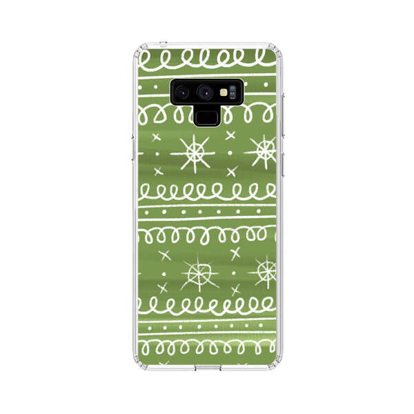 Green White Stars Loop Pattern Samsung Galaxy Note 9 Case
