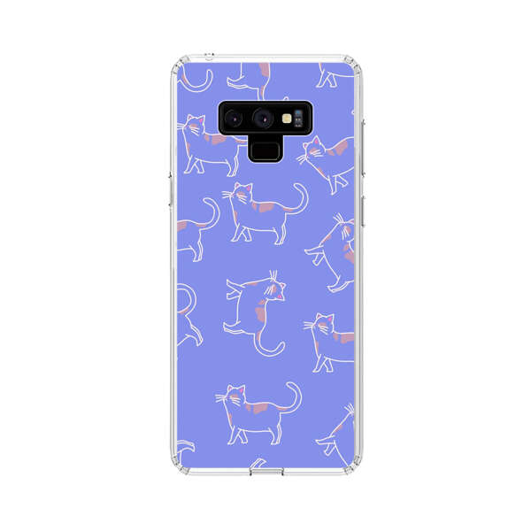 Playful Cartoon Cats on Purple Background Samsung Galaxy Note 9 Case