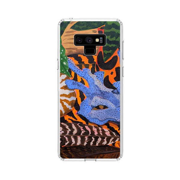 Tropical Coral Seashell Feathers on Tiger Pattern Samsung Galaxy Note 9 Case